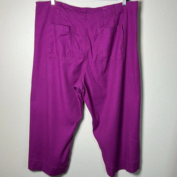 MAEVE ANTHROPOLOGIE The Colette Linen Pants Cropped High Rise Wide Leg Plus 22W - Picture 17 of 17